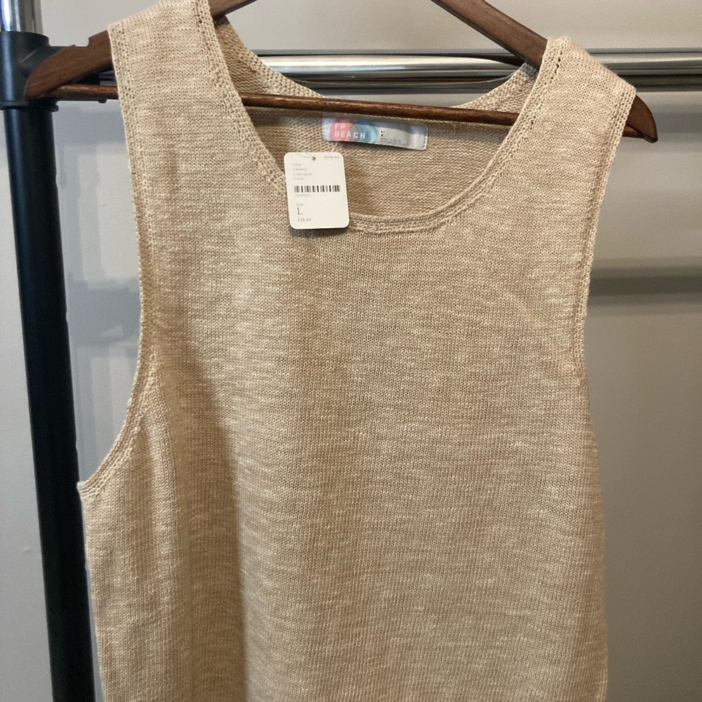 Free People Tan Knit Tank Top